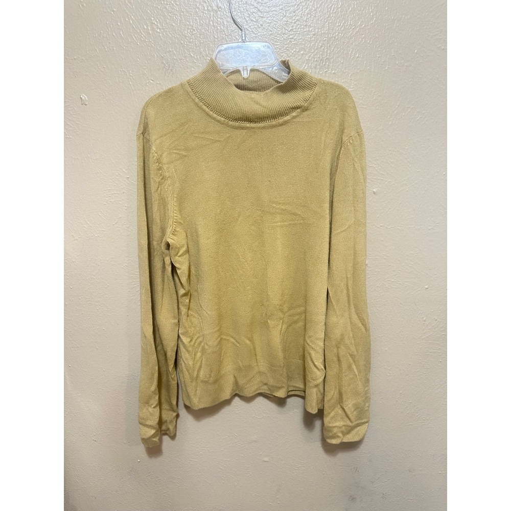 Sag Harbor Womens Large L Mock Neck Acrylic Pullover Sweater Gold Knit